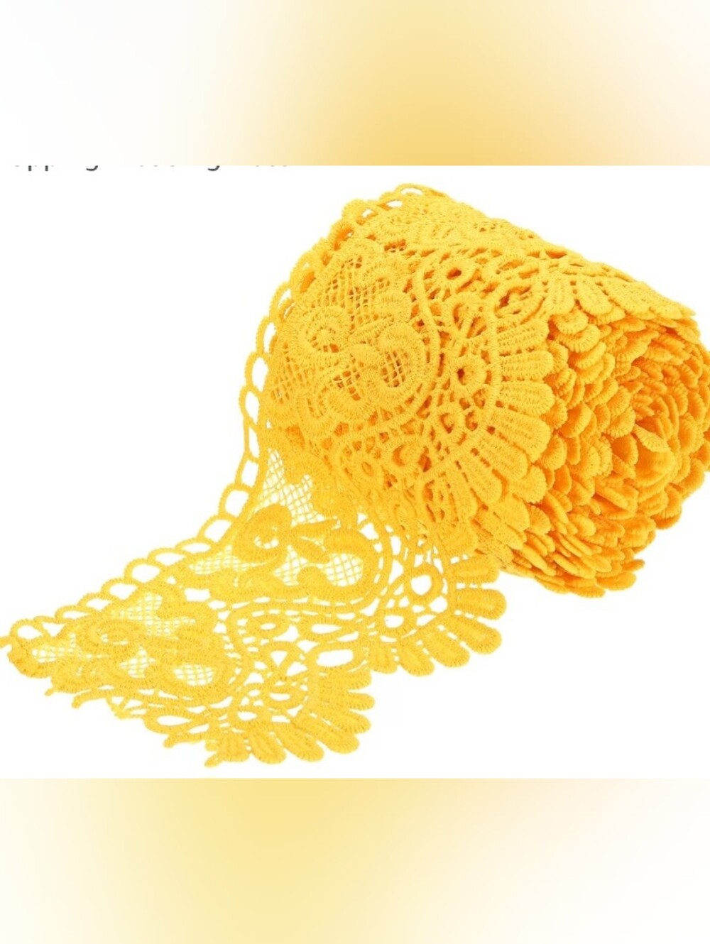 4 Inch Wide 5 Yard Lace Ribbon In Yellow
